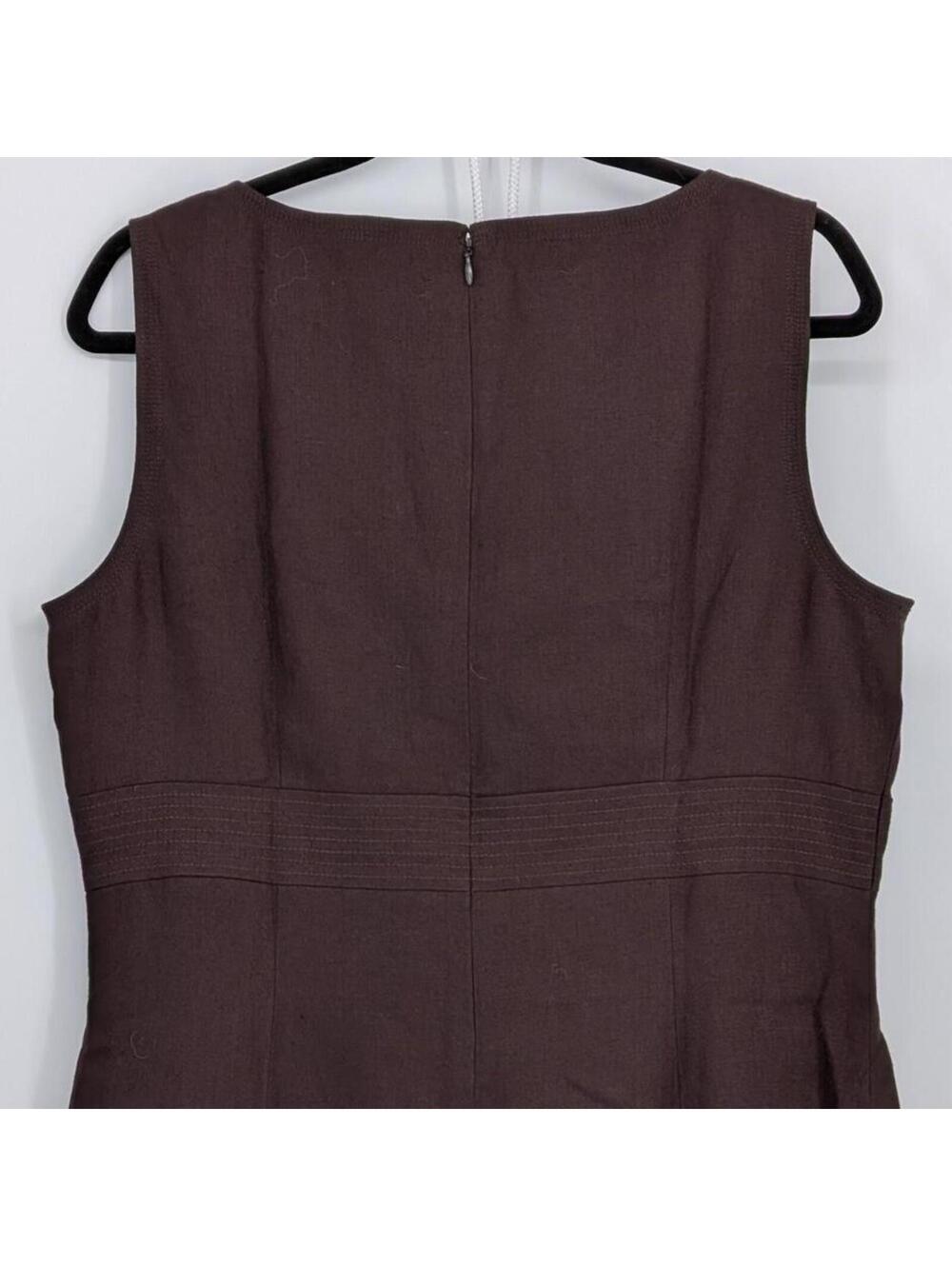 NEW Talbots Size 14 Brown 100% Irish Linen Fit and Flare Dress Y2K Quiet Luxury - Picture 10 of 15